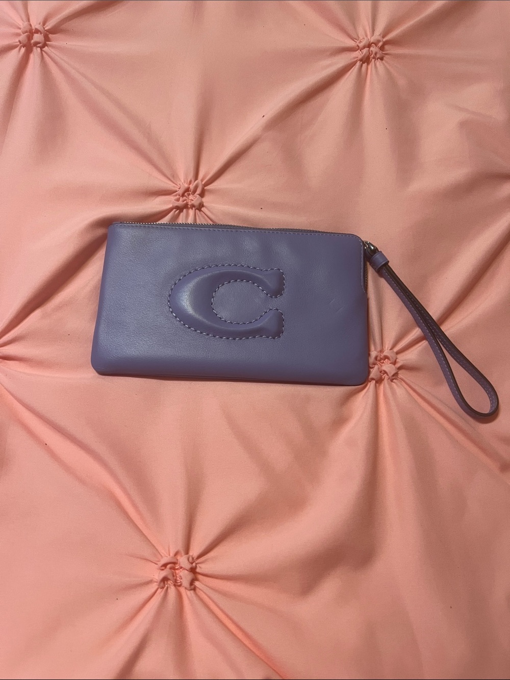 Coach Lavender Leather Wristlet Clutch